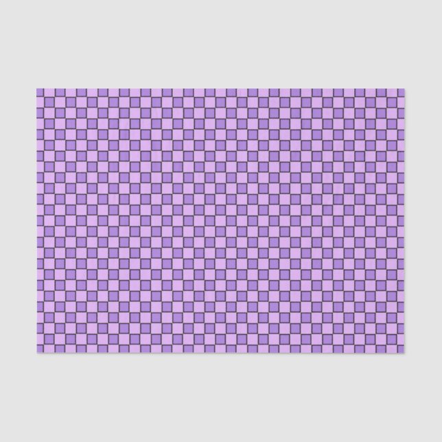 Papel De Seda Padrão Xadrez Preto Roxo (Frente )