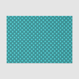 Papel De Seda Padrão Xadrez Preto Verde-água