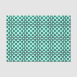 Papel De Seda Padrão Xadrez Preto Verde-água