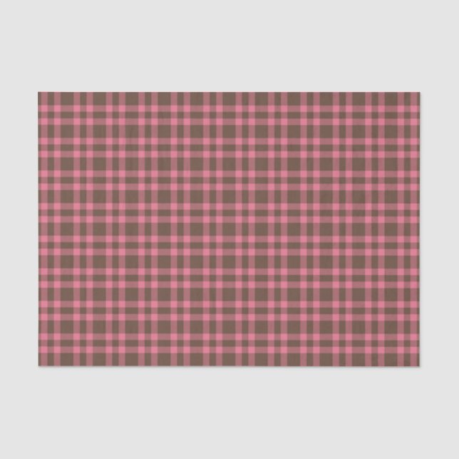 Papel De Seda Padrão Xadrez Rosa Marrom (Frente )