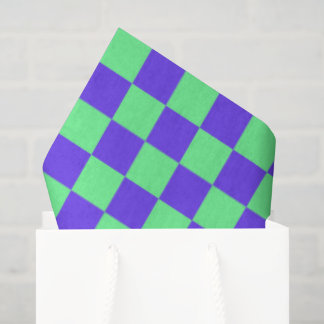 Papel De Seda Padrão Xadrez Roxo e Verde