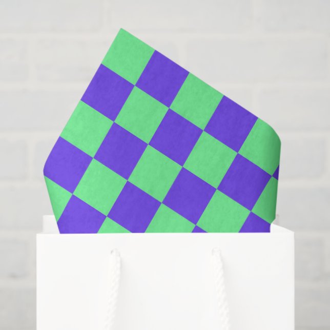 Papel De Seda Padrão Xadrez Roxo e Verde (Sacola de presentes)