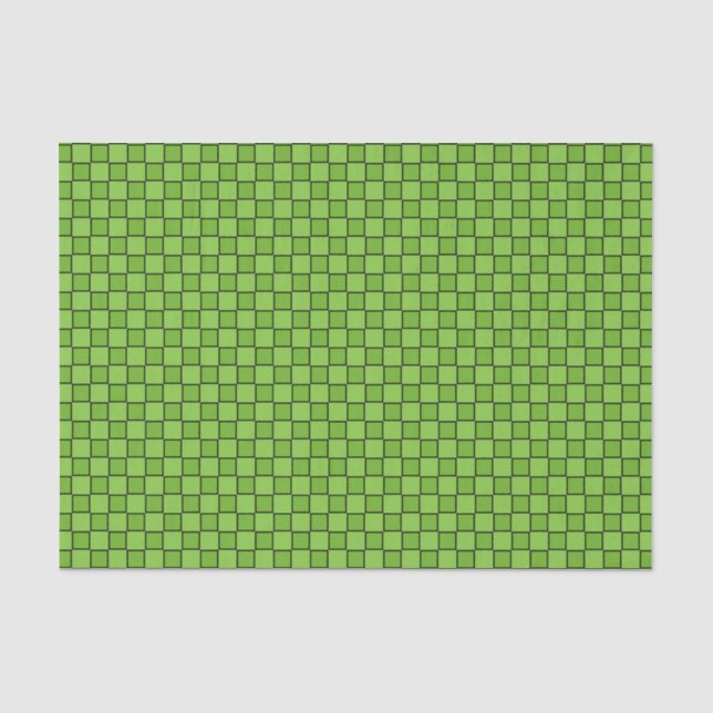 Papel De Seda Padrão Xadrez Verde e Preto (Frente )