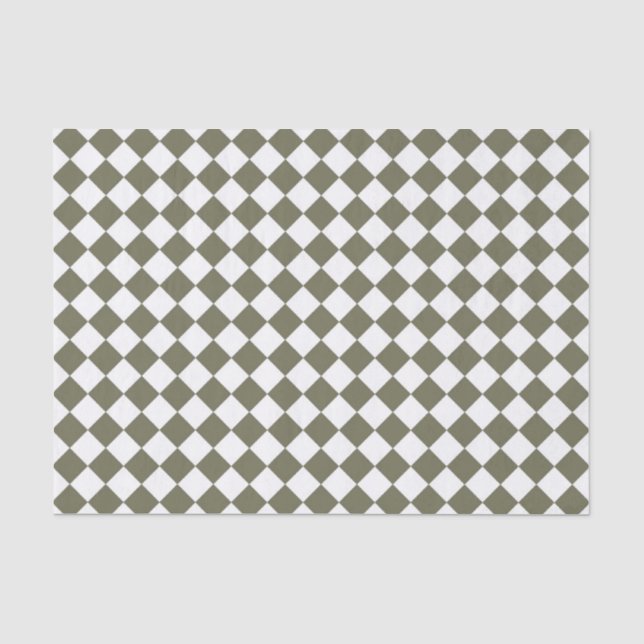 Papel De Seda Padrão xadrez verde musgo (Frente )