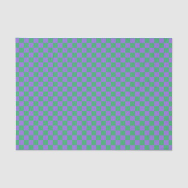 Papel De Seda Padrão Xadrez Verde Roxo (Frente )