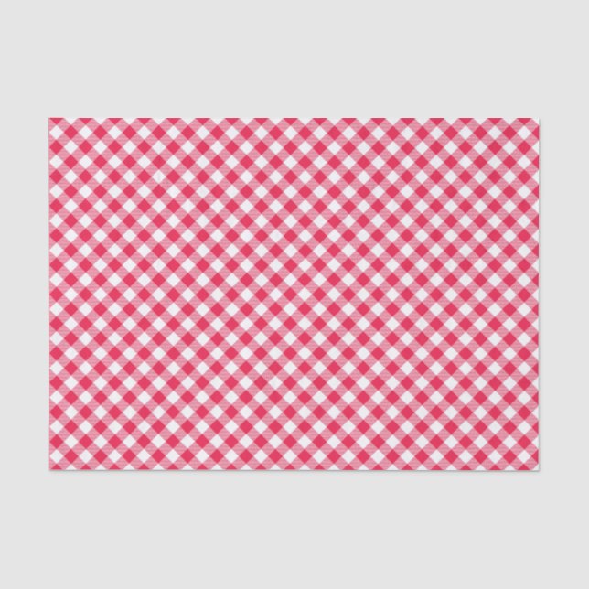 Papel De Seda Padrão Xadrez Vermelho e Branco Clássico Rústico (Frente )