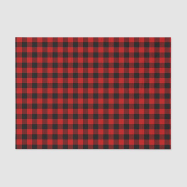 Papel De Seda Padrão Xadrez Vermelho e Preto (Frente )