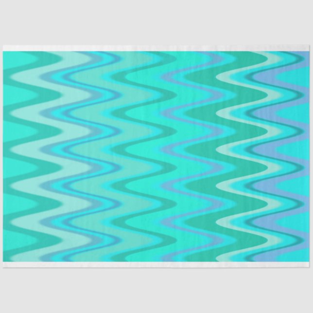 Papel De Seda Padrão ziguezague moderno - ondas em turquesa (Frente )