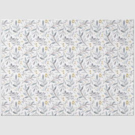 Papel De Seda Padrões Botânicos De Inverno Da Cor De Água Dourad