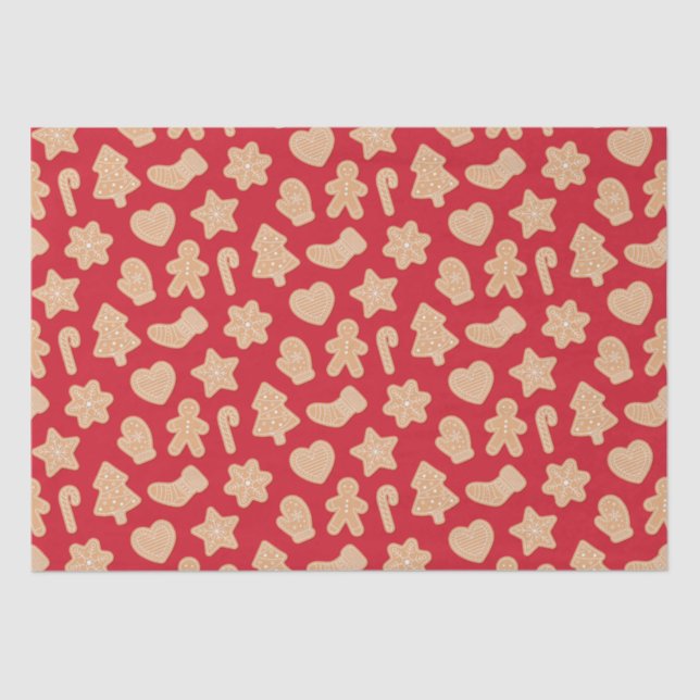 Papel De Seda Padrões de biscoitos de pão doce de Natal (Frente )