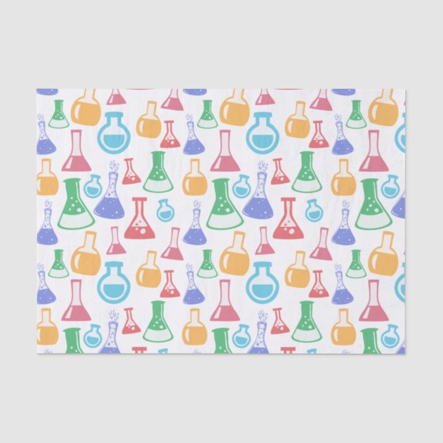Papel De Seda Padrões de Ciência Diversão de Beakers e Frascos (Frente )