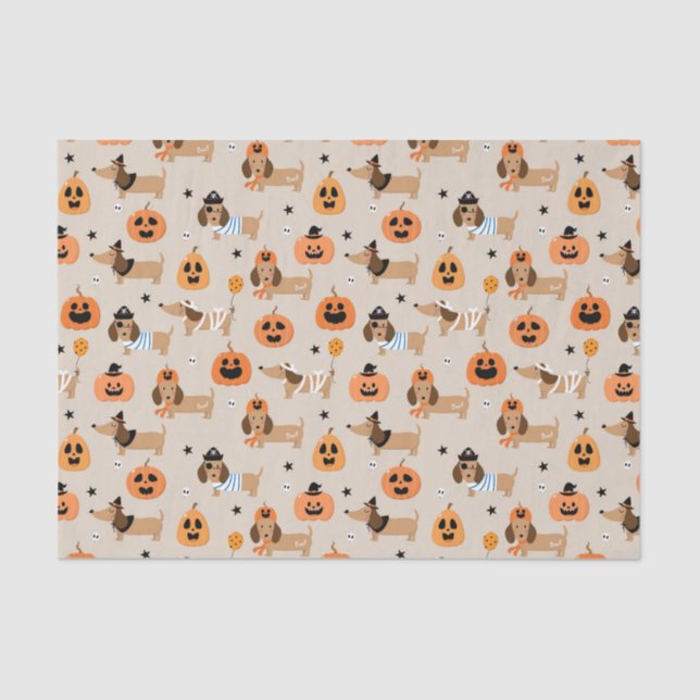 Papel De Seda Padrões de Dachshances em Figurinos de Halloween (Frente )