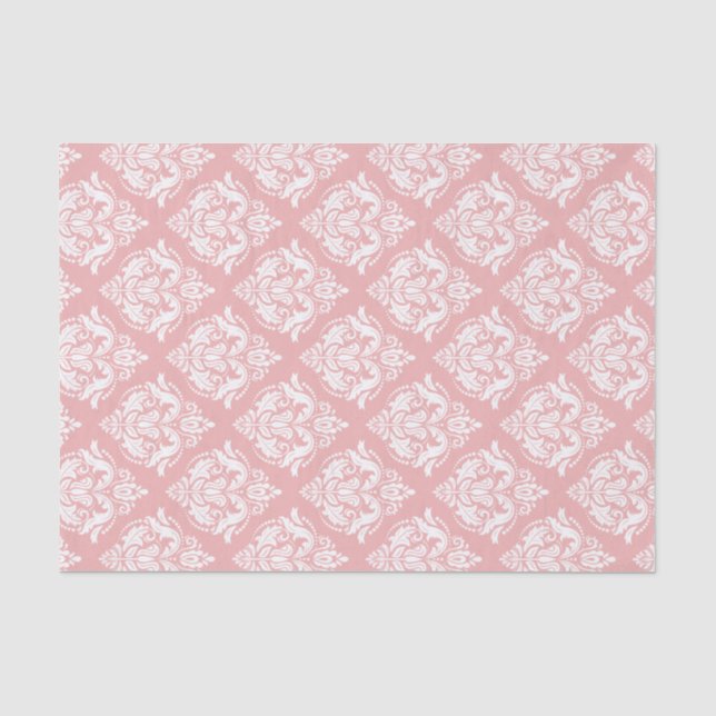 Papel De Seda Padrões de Damascos Brancos - Plano de Fundo Rosa  (Frente )