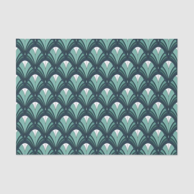 PAPEL DE SEDA PADRÕES DE DECO DE ARTE TEAL (Frente )