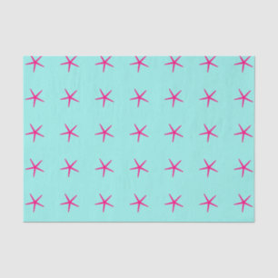 Papel De Seda Padrões de Estrela-do-Mar Rosa Azul Turquesa Anive