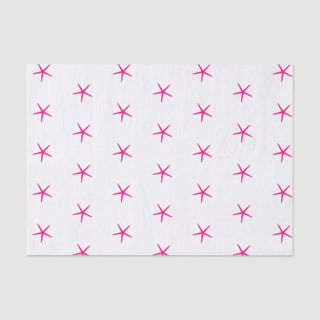 Papel De Seda Padrões de Estrela-do-Mar Rosa Branco Náutico 2022 (Frente )