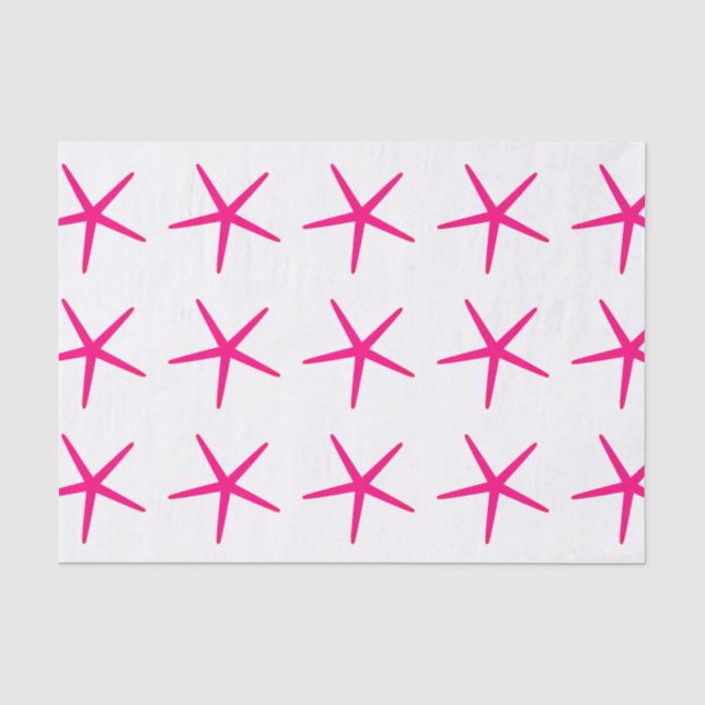 Papel De Seda Padrões de Estrela-do-Mar Rosa Branco Praia Náutic (Frente )