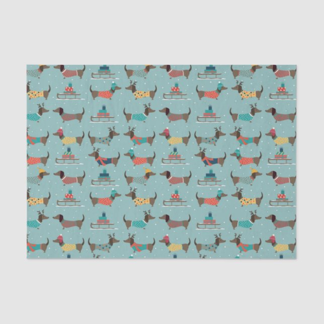 Papel De Seda Padrões de Feriados com Presentes e Sleds (Frente )