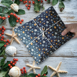 Papel De Seda Padrões de neve costeira e elementos náuticos