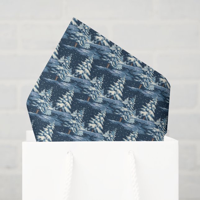 Papel De Seda Padrões de neve do inverno (Sacola de presentes)