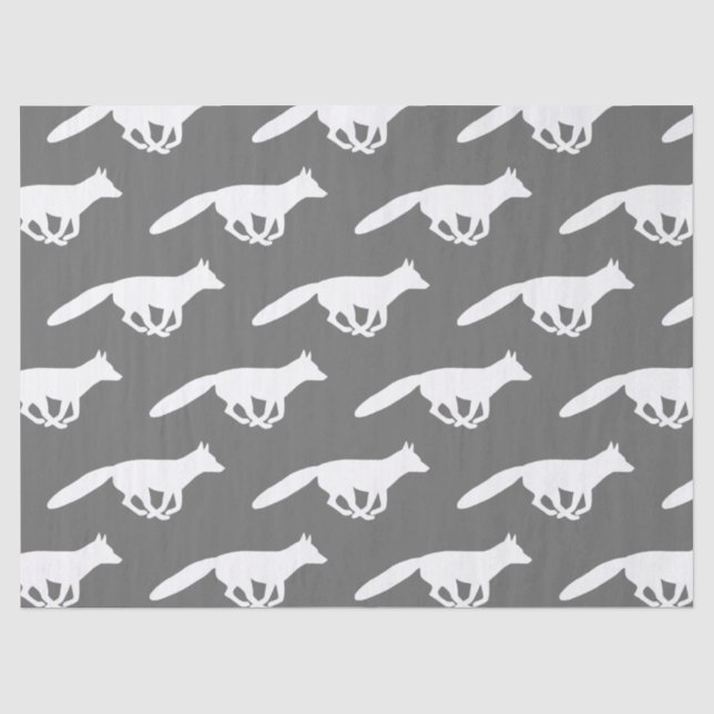 Papel De Seda Padrões de Silhuettes de Raposa Branca (Frente )