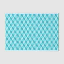 PAPEL DE SEDA PADRÕES DO CUBO GEOMÉTRICO AZUL PASTEL AQUA