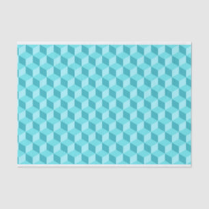 PAPEL DE SEDA PADRÕES DO CUBO GEOMÉTRICO AZUL PASTEL AQUA