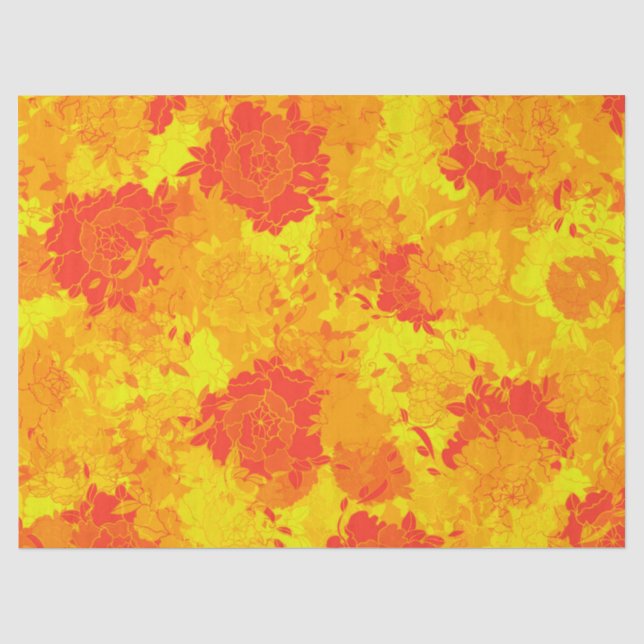 Papel De Seda padrões florais vermelhos japoneses (Frente )