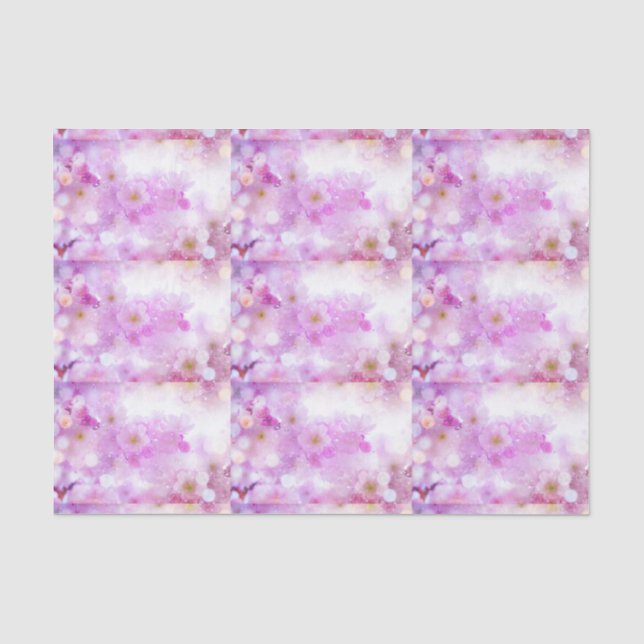 Papel De Seda Padrões Fotográficos das flores de cerejeira rosa (Frente )