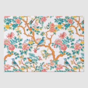 Papel De Seda Padrões Inspirados na Ásia, Flores Coloridas
