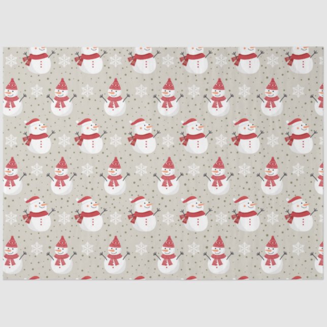 Papel De Seda Padrões Natal Snowman Design 6 (Frente )
