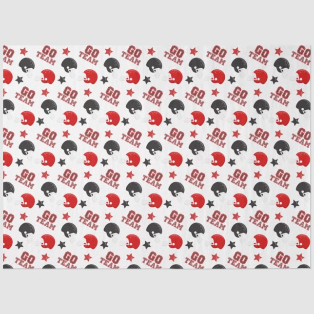 Papel De Seda Padrões Negras e Vermelhas de Futebol Americano (Frente )
