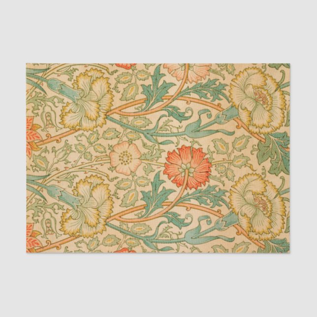 Papel De Seda Padrões rosa e Rosa (por William Morris) (Frente )