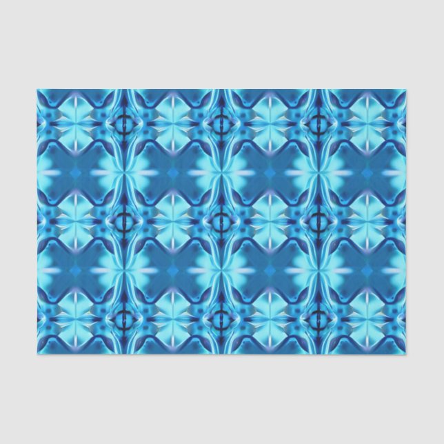 Papel De Seda Padrões Tie Dye no Indigo e no Azul Gelo (Frente )