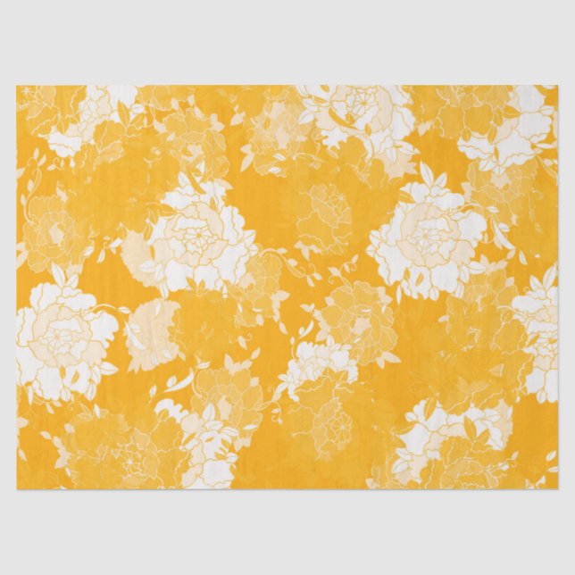 Papel De Seda Padrões vermelhos florais japoneses. (Frente )
