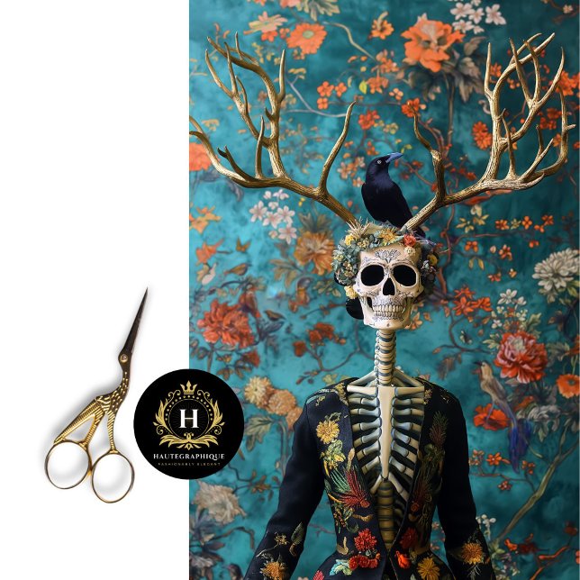 Papel De Seda Pagan Antlers Gótico Crânio Esqueleto Decoupage (Criador carregado)
