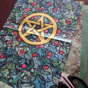 Papel De Seda Pagan Yule Pentagram