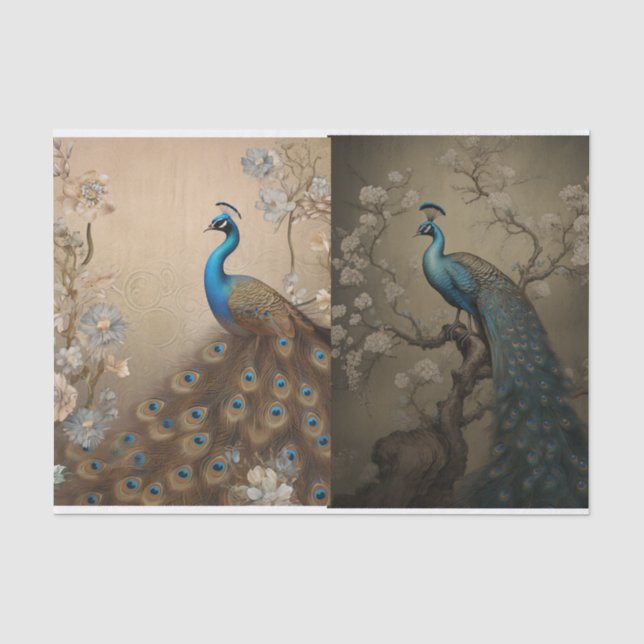 Papel De Seda Página Tecido de Pavão (Frente )