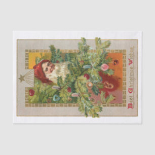 Papel De Seda Pai Natal com Árvore e Estrela Decoradas