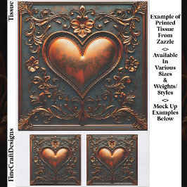 Papel De Seda Painel de Coração de Bronze do ornamentado/Decoupa