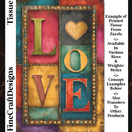Papel De Seda Painel Retro Patchwork “LOVE” Letra Decoupage DP9