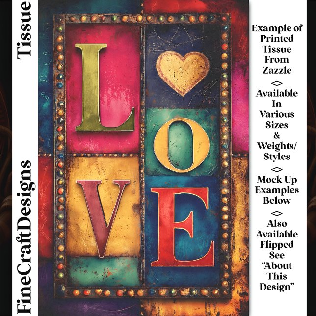 Papel De Seda Painel Retro Patchwork “LOVE” Letra DP9F Decoupage (Criador carregado)
