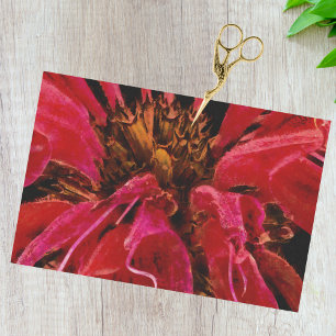 Papel De Seda Painterly Vivid Red Bee Belm Flower Closeup