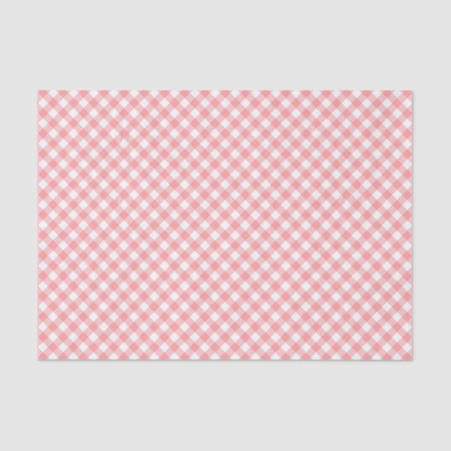Papel De Seda País Chic Pastel Blush Coral Gingham (Frente )