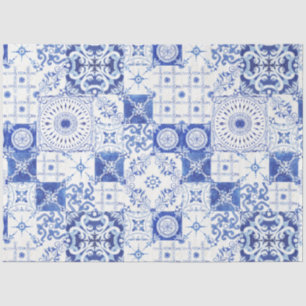 Papel De Seda País Francês Farmhouse Blue White Azulejo Decoupag