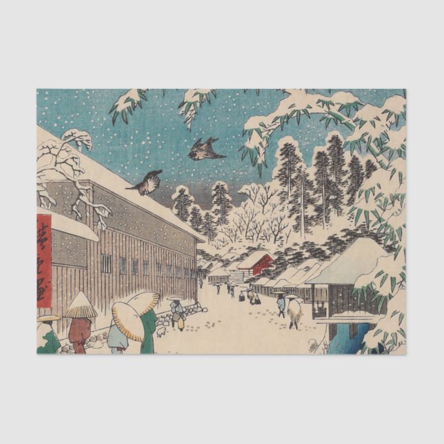 Papel De Seda País japão da paisagem de inverno de Hiroshige (Frente )