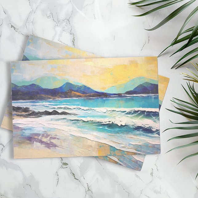 Papel De Seda Paisagem Abstrata da Praia Montanhas (Criador carregado)