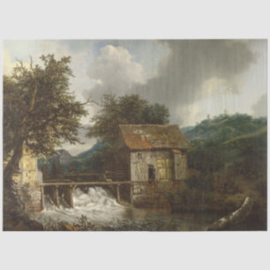 Papel De Seda Paisagem Antiquada Da Usina Hídrica Vintage