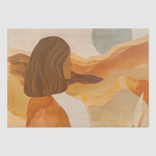 Papel De Seda Paisagem Boho Abstrato (17) (Frente )