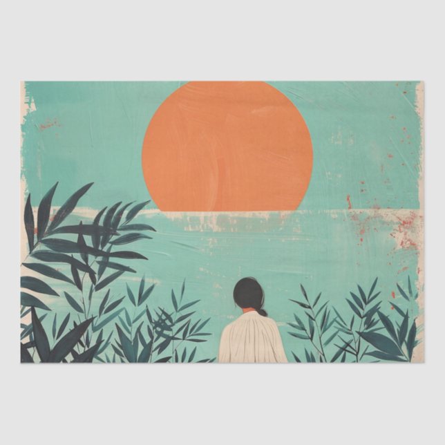 Papel De Seda Paisagem Boho Abstrato (22) (Frente )